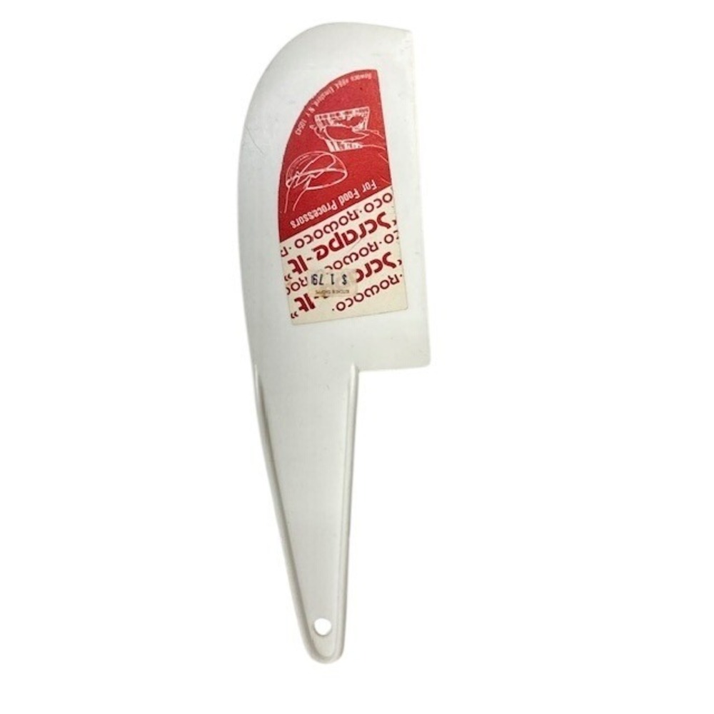 Vintage Rowoco Scrape-It White Plastic Food Processor Spatula Scraper Tool 9.5in